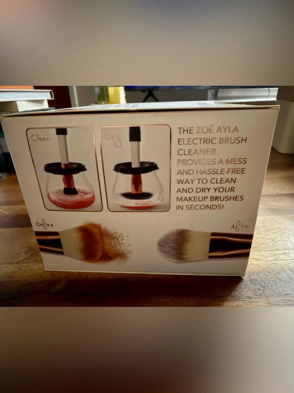 New in Box ZOE AYLA Electric Makeup Brush Cleaner - Rose Gold & Black